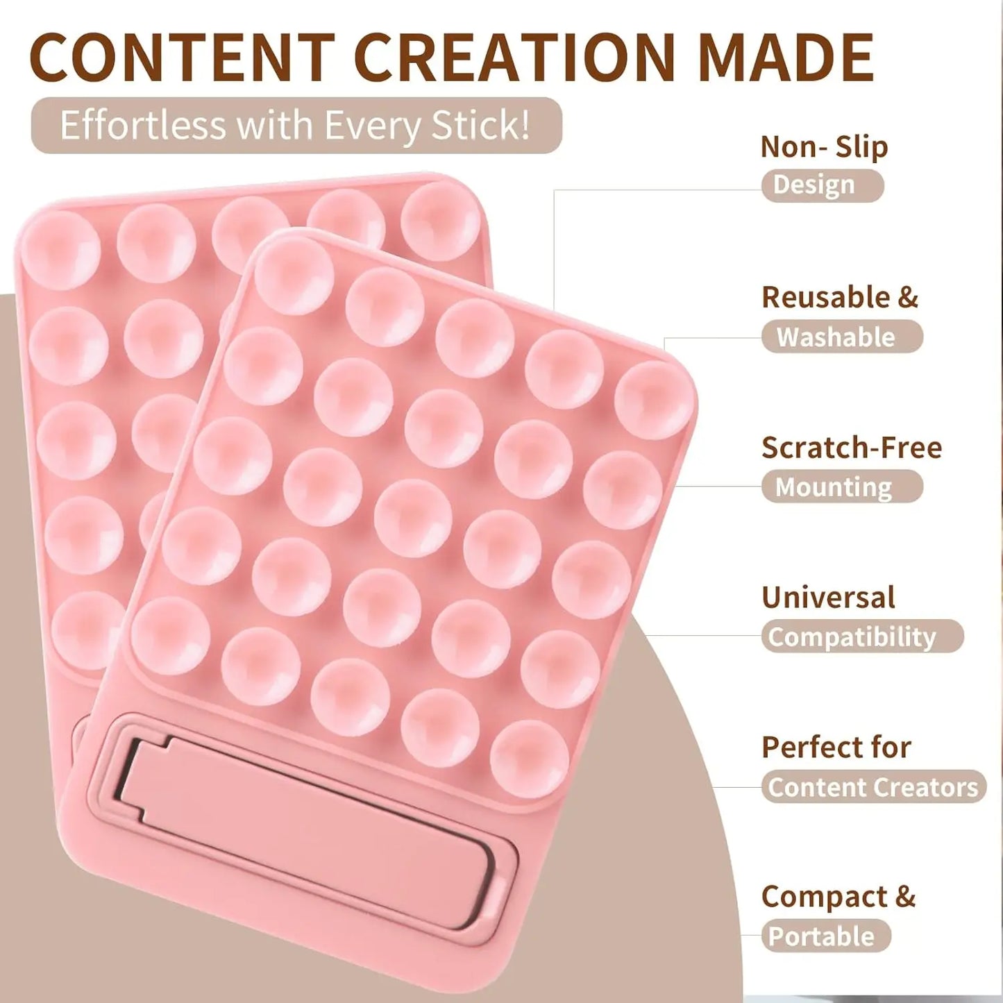 Silicone Suction Phone Mount Mirror Shower Phone Holder Foldable Adhesive Smartphones Accessory For Selfies And Videos