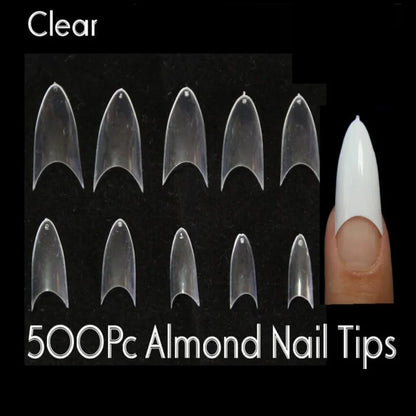 500pcs Nail pointy French Tips Stiletto Half Cover Stiletto False Fake Nails Tips half cover straight nail tips no c curve Tips