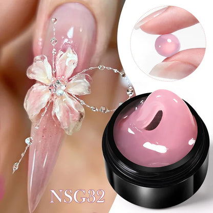 BORN PRETTY 15ml 3D Carving Jelly White Nude Non Stick Hand Solid Extension Nail Gel Polish Flower Acrylic Nail Art Building Gel