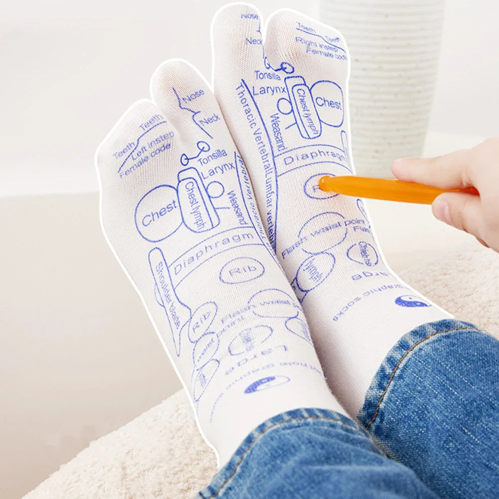 Reflexology Socks with Massage Tool Foot Massage Acupressure Socks English Illustration Relieve Tired Feet Reflexology Socks