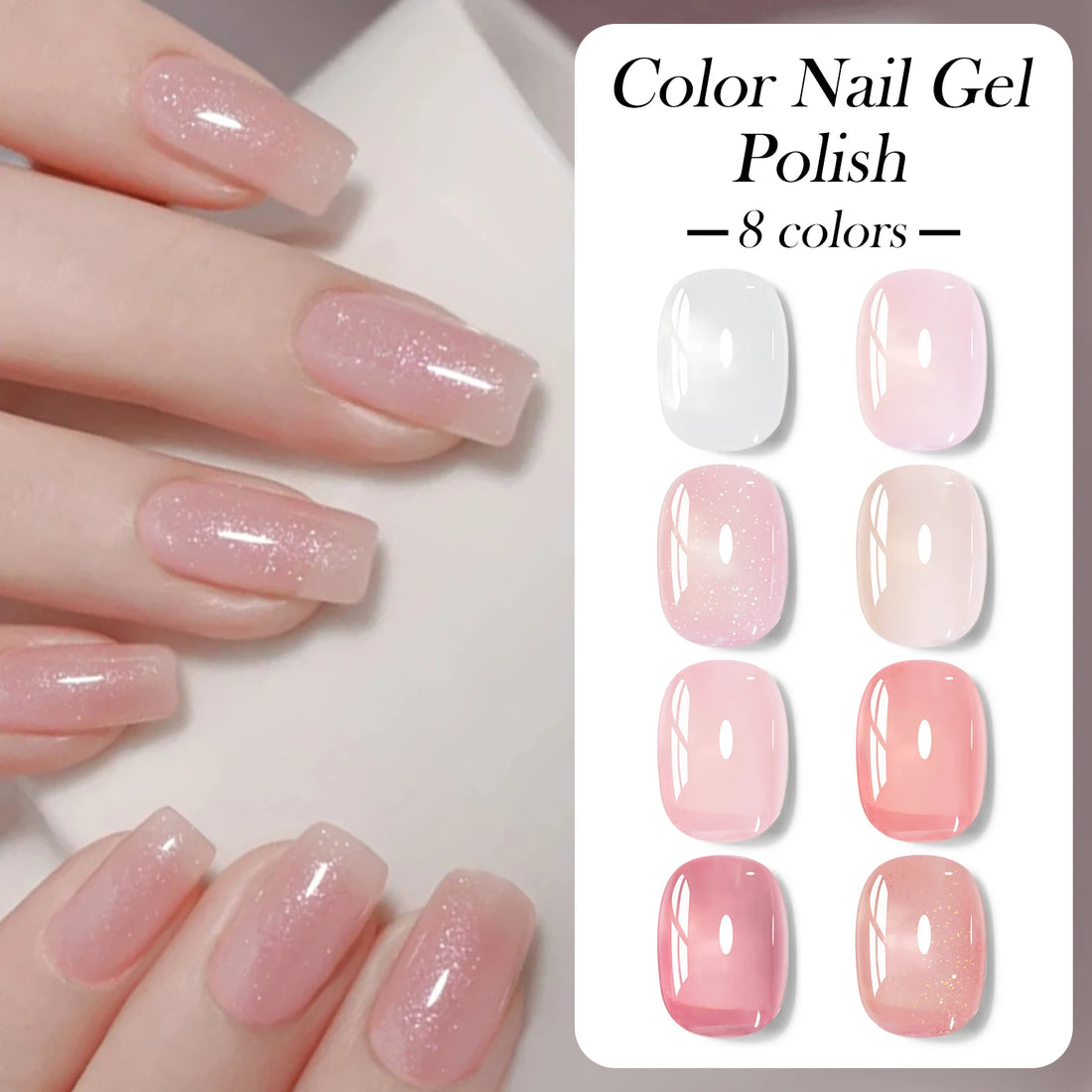 8pcs Nude Jelly Gel Nail Polish Set With Box Translucent Color Semi Permanent Soak Off UV LED Gel Varnish Nail Supplies Manicure