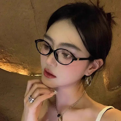 BLMUSA Retro Anti Blue Ray Photochromic Myopia Glasses Women Oval Small Frames Prescription Glasses Pop Classic Reading Glasses