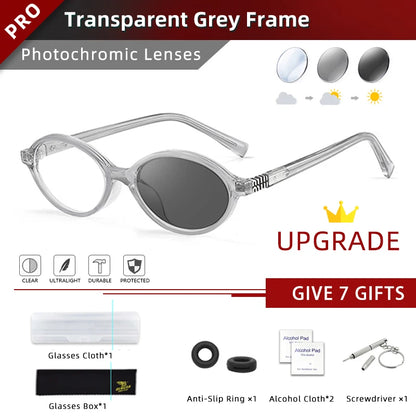 BLMUSA Retro Anti Blue Ray Photochromic Myopia Glasses Women Oval Small Frames Prescription Glasses Pop Classic Reading Glasses