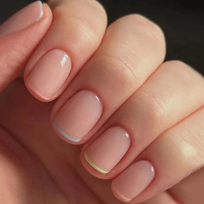 Yellow French Fashion Wearable Nail Art Summer Simple Short Almond Fake Nails Detachable Finished False Nails Press on Nails