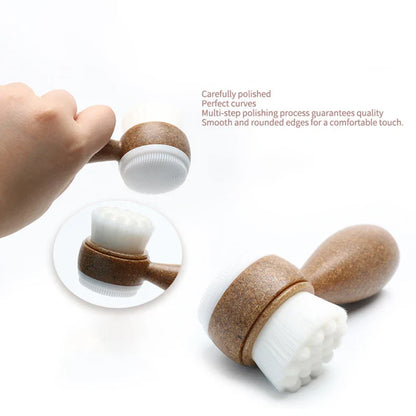 1Pc Coconut Shred Handle Facial Brush Double Sided Facial Cleanser Blackhead Removing Pore Cleaner Exfoliating Facial Brush