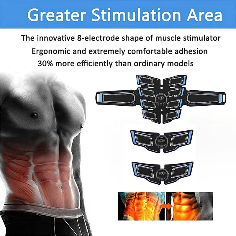 EMS Muscle Stimulator Abs Trainer Abdominal Muscle Toner Massage Toning Belt Body Slim Weight Loss Fitness Massager Rechargeable