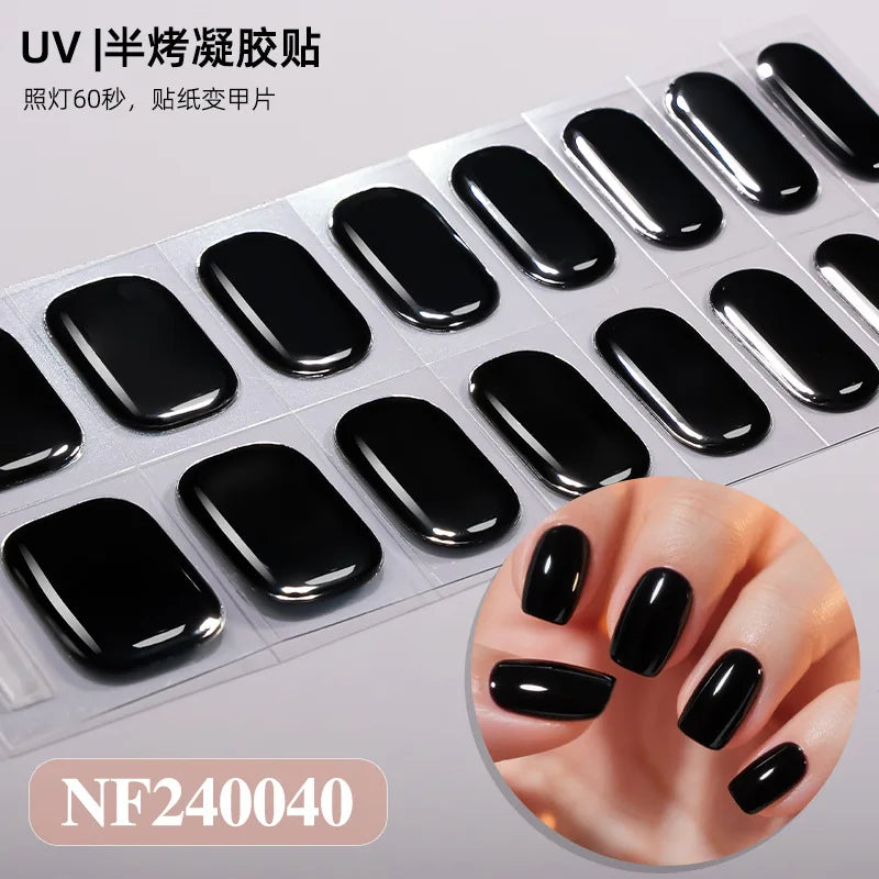 Semi-Cured Nail Wraps Autocollants Pour Ongles UV Adhesive Full Cover Stickers for Nails Lamp Need Press On Nails DIY Manicure