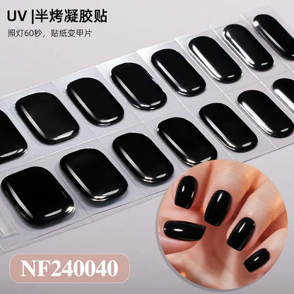 Semi-Cured Nail Wraps Autocollants Pour Ongles UV Adhesive Full Cover Stickers for Nails Lamp Need Press On Nails DIY Manicure