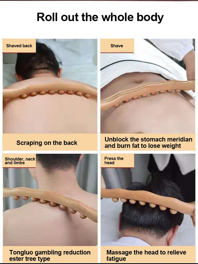 Wooden GuaSha Stick Beech Wood Therapy Back Shoulder Neck Waist Massage Tool Fat Burner Meridian Cellulite Scraper Body Slimming