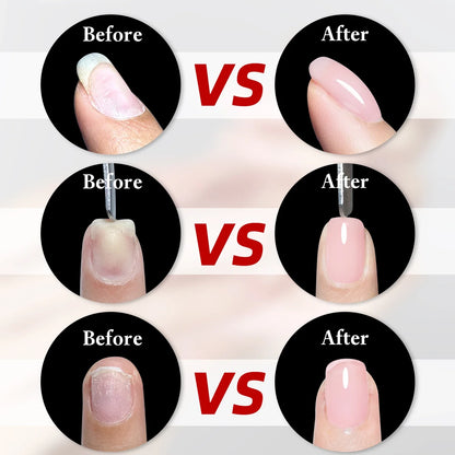FZANEST 5 in 1 Multifunctional Rubber Base Gel Rubber Builder Base Nail Gel Nude Color Extension Nail Strengthen Gel Nails