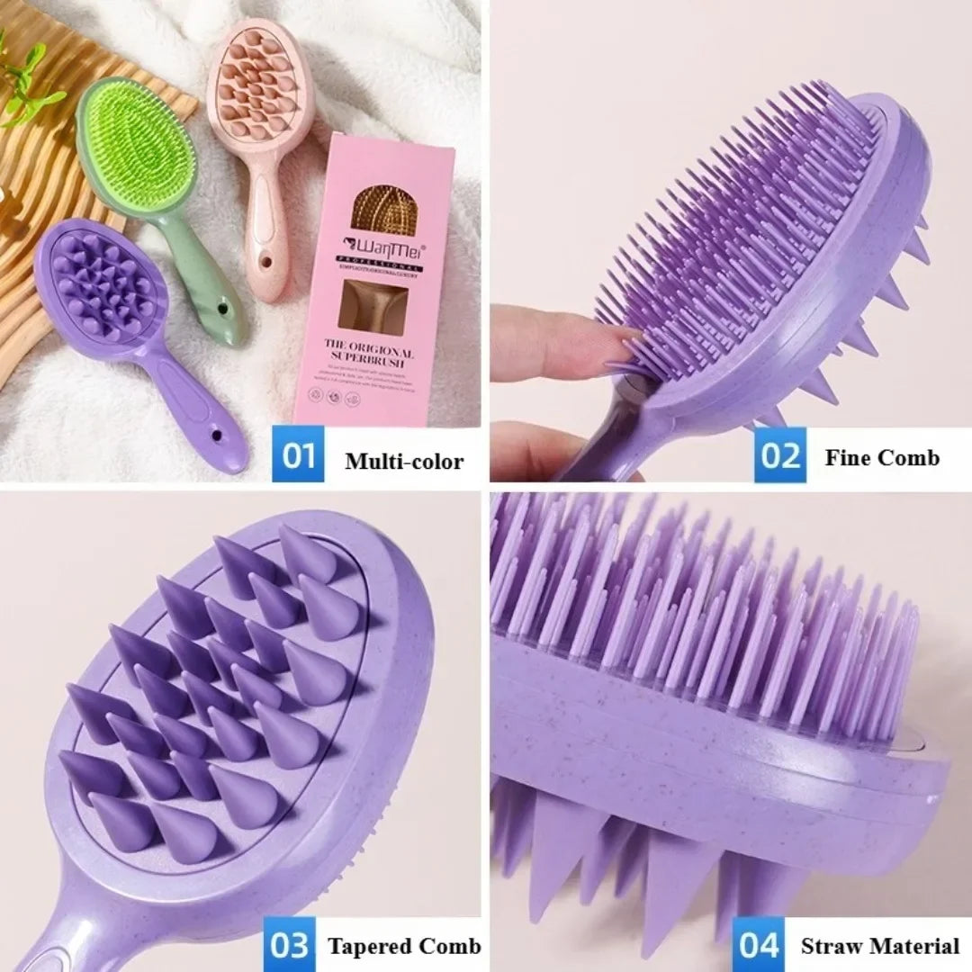 2 in 1 Silicone Shampoo Brush Head Scalp Massage Comb Double Side Hair Washing Comb Soft Body Bath Shower Brush Styling Tools