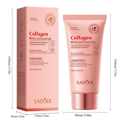 SADOER Nicotinamide Facial Peeling Masks Whitening Moisturizing Anti Wrinkles Face Tear-Off Collagen Mask Korean Skin Care