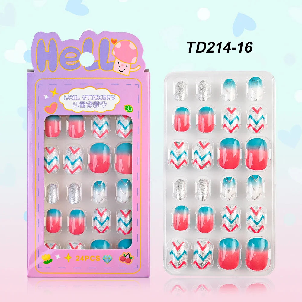 12pcs Kids 3D Stereo Sanrio Fake Nails Patch Sweet Girls Cute Cartoon Hello Kitty press on nails Kuromi Child Wearable FalseNail