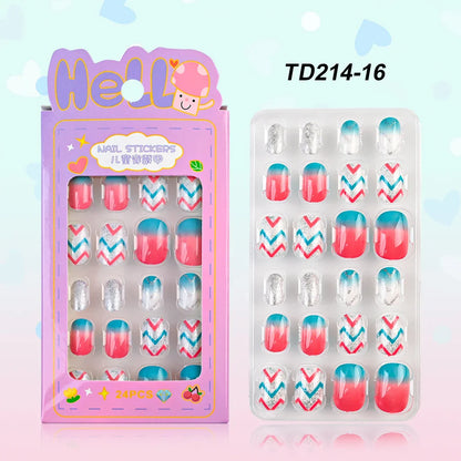 12pcs Kids 3D Stereo Sanrio Fake Nails Patch Sweet Girls Cute Cartoon Hello Kitty press on nails Kuromi Child Wearable FalseNail