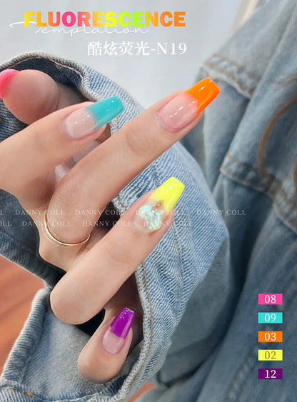 Spring Summer Colourful Fluorescence Gel Nail Polish Set Soak Off Noctilucent Color UV LED Varnishes Nail Art Candy Gel Polish