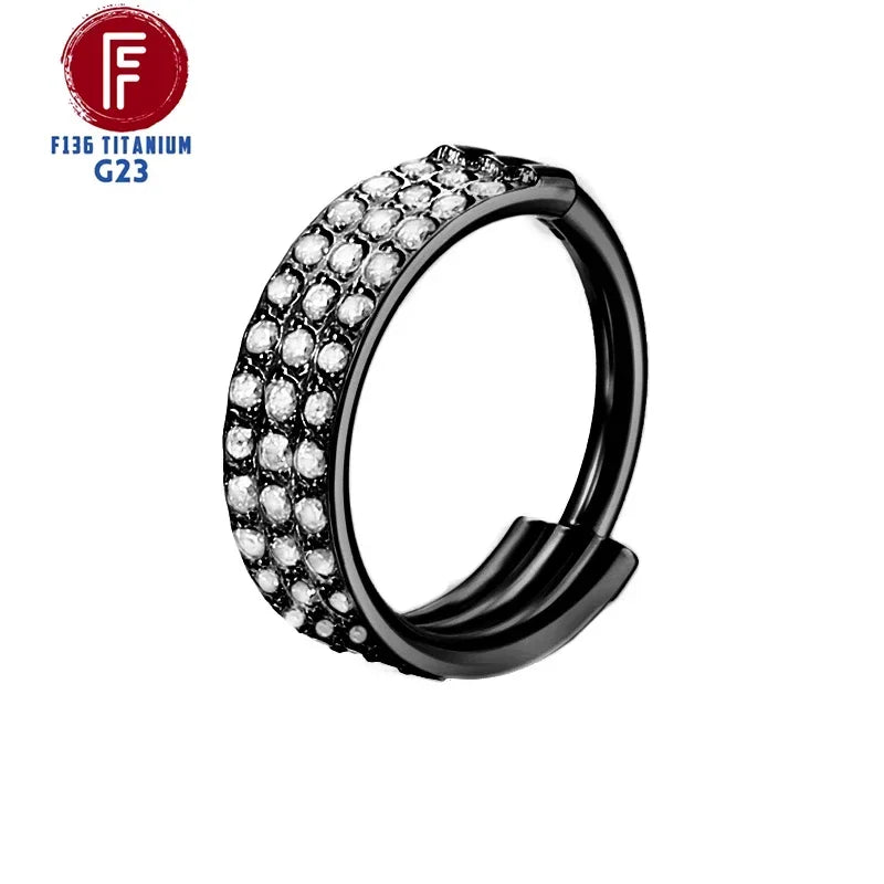 G23 Titanium Daith Cartilage Earrings 16G Helix Nose Septum Piercing Conch Hinged Clicker Body Jewelry Ear Ring Zircon Wholesale