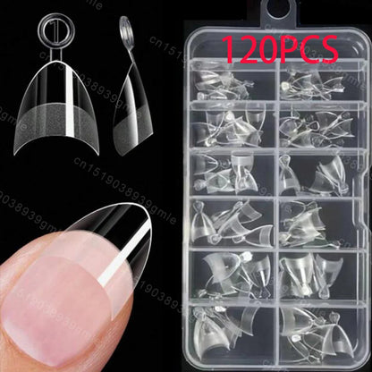 120Pc Extra Short Square Nail Tips Soft Gel Full Cover Half Matte False Nails Clear Pre-Shaped Press On Nails Extension