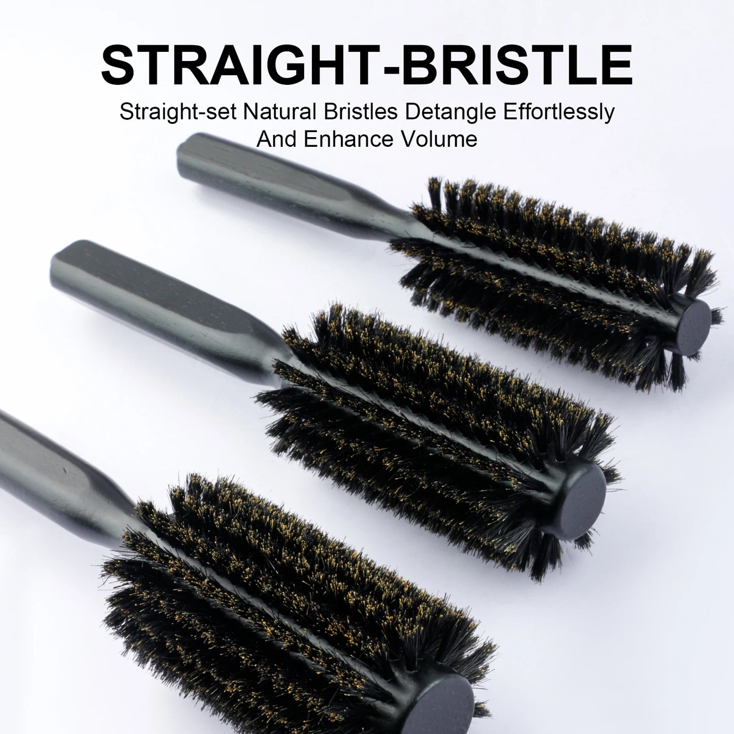 New 6 Sizes Black Wood Handle Boar Bristles Round Hair Brush Removable Tail Hairdressing Brush Pro Salon Barber Hair Round Comb