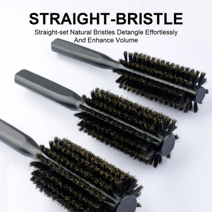 New 6 Sizes Black Wood Handle Boar Bristles Round Hair Brush Removable Tail Hairdressing Brush Pro Salon Barber Hair Round Comb