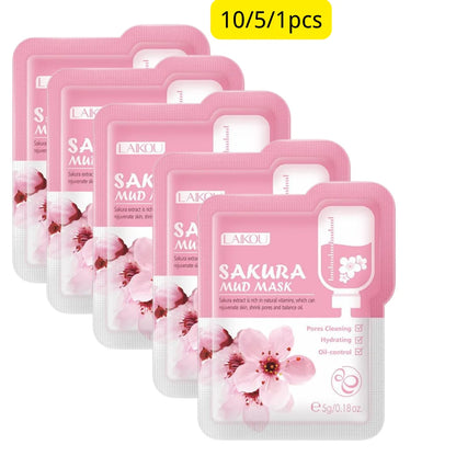 1/5/10 PCS Sakura Mud Mask Nourishing Deep Cleansing Korean SkinCare Product Hydrating Moisturing Skin Conditioning Brightening