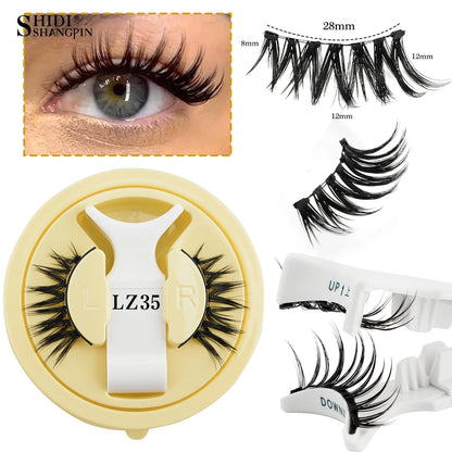 1 Pair Reusable Magnetic Eyelashes Set With Magnetic Tweezers Natural Faux Mink Lashes Fluffy Fake Eyelash Extension Makeup Tool