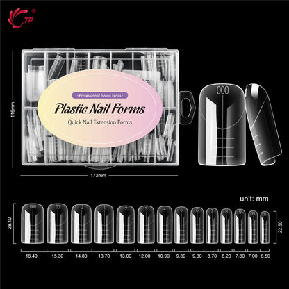 TP 140pcs/box New Nail Dual Forms Acrylic Nails Top Forms for Extension Quick Building UV Gel Molds Full Cover Nail Upper Forms
