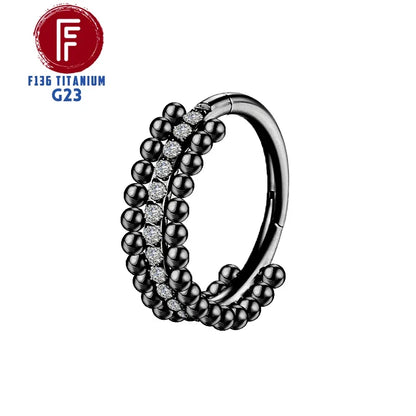 G23 Titanium Daith Cartilage Earrings 16G Helix Nose Septum Piercing Conch Hinged Clicker Body Jewelry Ear Ring Zircon Wholesale