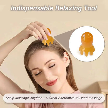 Ergonomic Octopus Head Resin Gua Sha Massager Portable Face Body Scalp Pressure Point Tool Spa Quality Home Travel Use