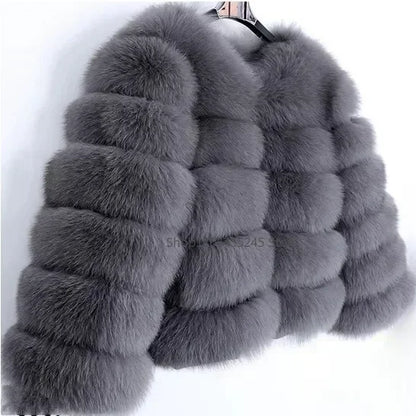 Women's Fashion faux fur coat super hot Autumn Winter women short Faux fox fur fluffy jacket high quality 5xl Ladies furry coats