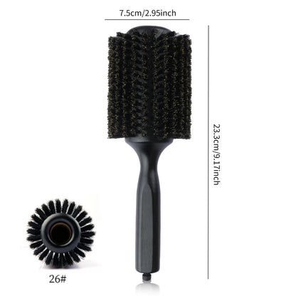 New 6 Sizes Black Wood Handle Boar Bristles Round Hair Brush Removable Tail Hairdressing Brush Pro Salon Barber Hair Round Comb