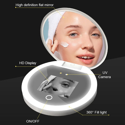 Portable UV Mirror Sunscreen Test Makeup Mirror for Travel Visual Facial Beauty Care Portable Handheld Sun Protection Tester