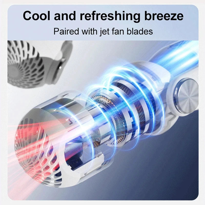 Portable Hanging Neck Fan Bladeless Mounted Mini USB Rechargeable Mute LED Digital Display Electric Fan Summer Air Cooler
