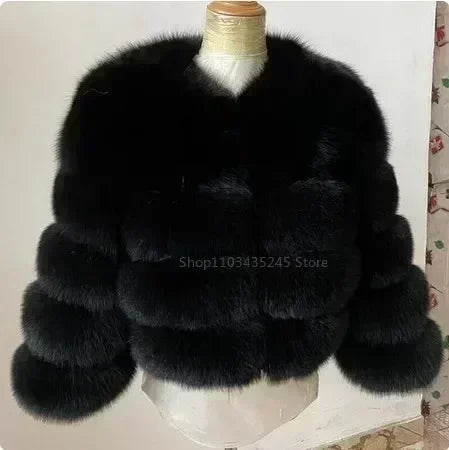 Women's Fashion faux fur coat super hot Autumn Winter women short Faux fox fur fluffy jacket high quality 5xl Ladies furry coats