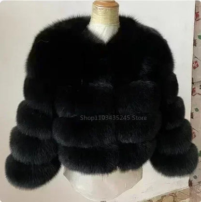 Women's Fashion faux fur coat super hot Autumn Winter women short Faux fox fur fluffy jacket high quality 5xl Ladies furry coats