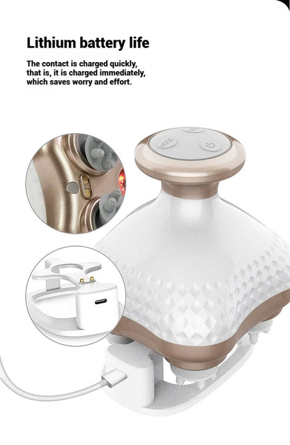 Electric Scalp Massager with 4 Alternative Tissue Kneading Nodes Idea Pressure Release Head Massager for Muscles Shoulder Calf