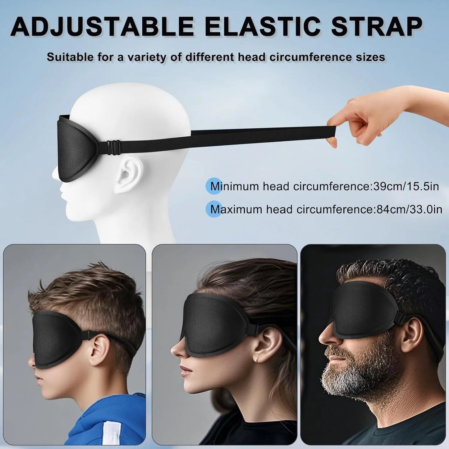 Sleep mask,3D Deep Contoured Eye Covers for Sleeping, 99% Block Out ,Silky Touch with Soft Foam, Comfortable, Breathable