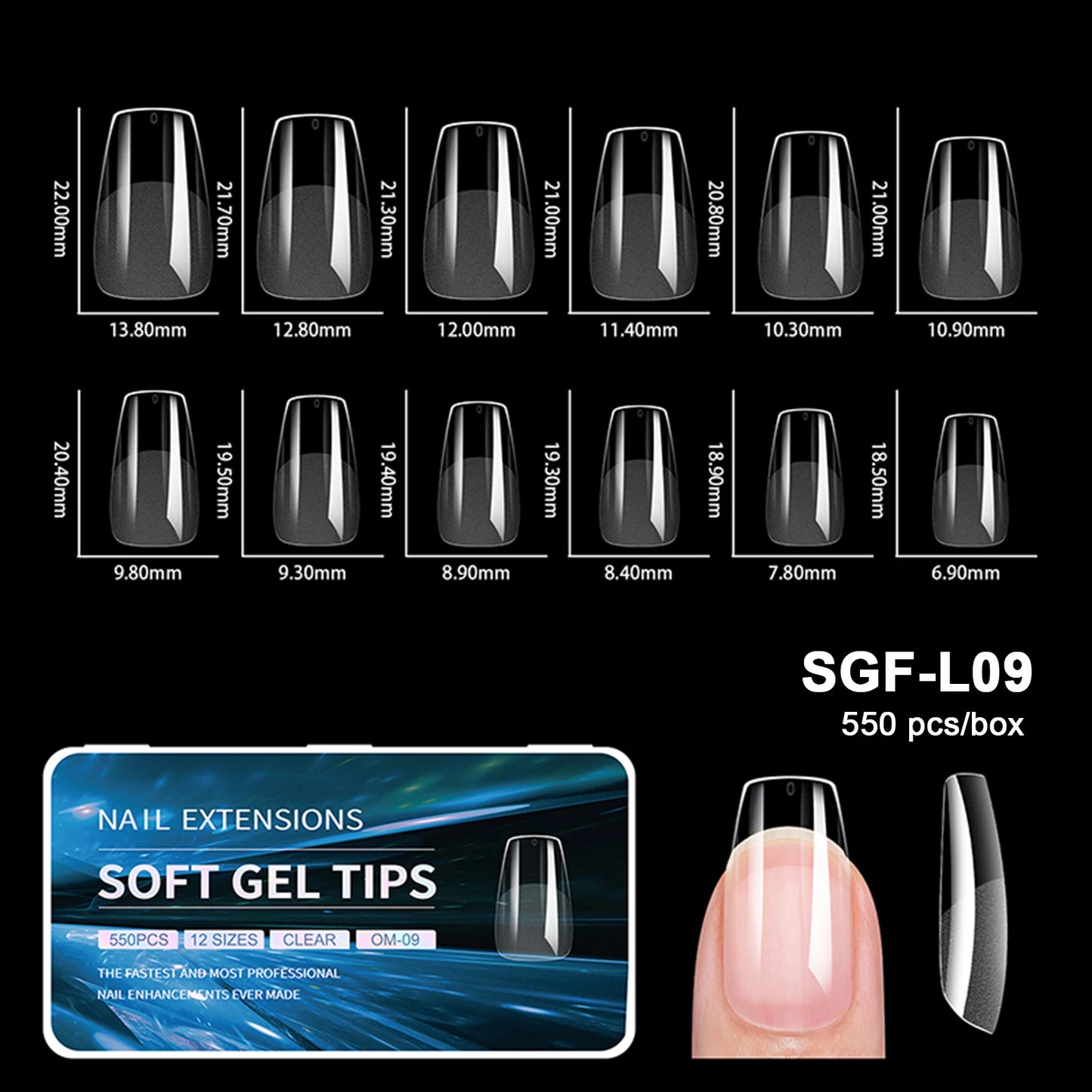 550pcs Soft Gel Nail Tips False Nails Tip Semi-matte Fingertip French Coffin Almond Capsules Full Cover Nails Extension Tools