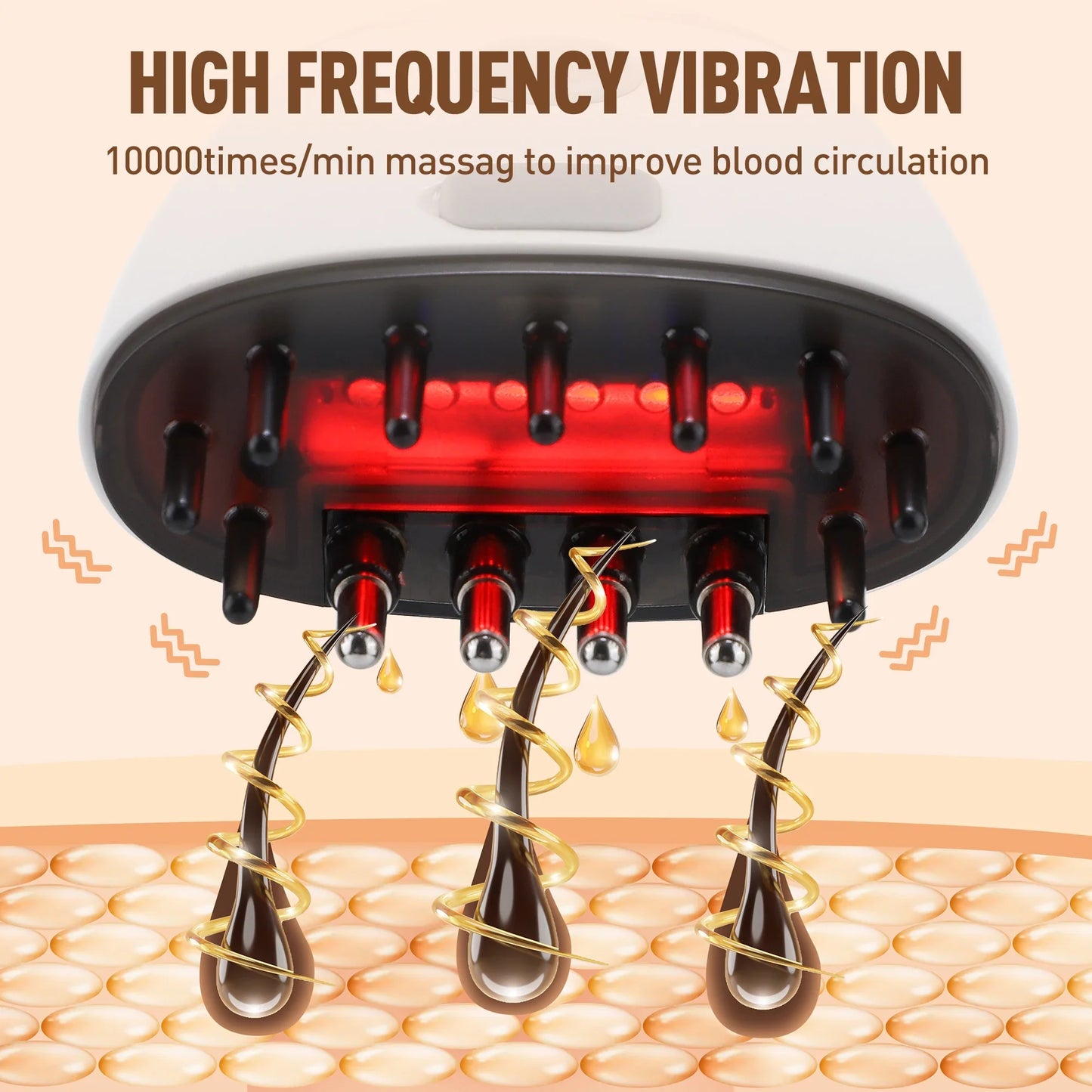 Electric Scalp Massage Brush Red Light Therapy Hair Growth Massage Comb Anti Hair Loss Liquid Oil Applicator Massager Tools