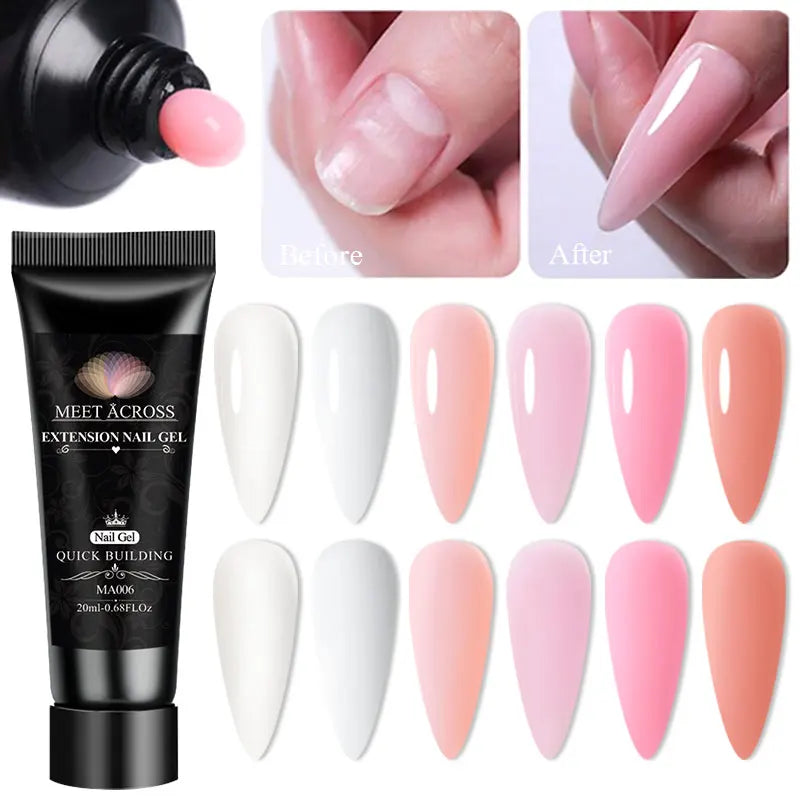 MEET ACROSS 5PCS/SET Extension Gel For Nails Finger Extension Gel Manicure Slip Solution Acrylic Nail Art Varnish DIY Tool
