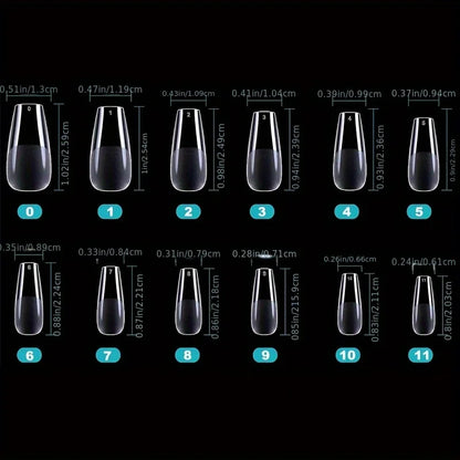 600Pcs Full Cover Press On Nail Tips Stiletto Almond Square Coffin French False Fake Soak Off Gel Nail Extension Tips Capsule