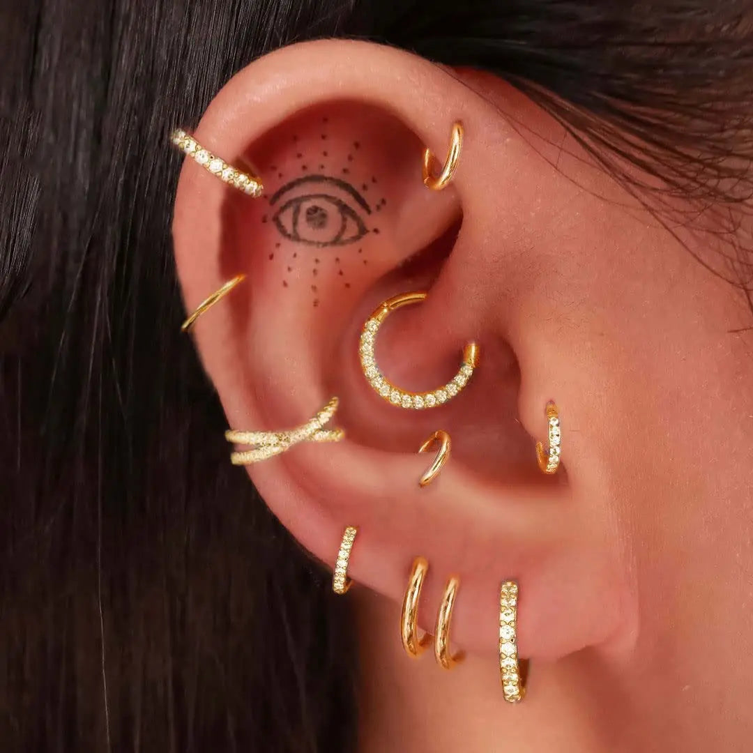 Drperfect Stainless Steel Stud Earrings for Women Men Star Moon Snake Cartilage Screw Back Earring Helix Piercing Jewelry