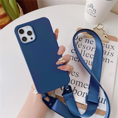 Crossbody Neck Strap Soft Silicone Phone Case For Samsung Galaxy S22 Ultra S21 S20 Plus FE Note 20 10 S10 S9 8 Cord Rope Cover