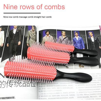 Women Hair Comb 9-Rows Detangler Scalp Massager Comb Curly Hair Brush For Denman Brush Straight Curly Wet Hairbrush Styling Tool