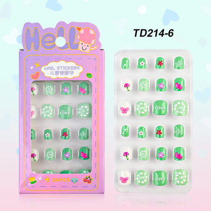 12pcs Kids 3D Stereo Sanrio Fake Nails Patch Sweet Girls Cute Cartoon Hello Kitty press on nails Kuromi Child Wearable FalseNail
