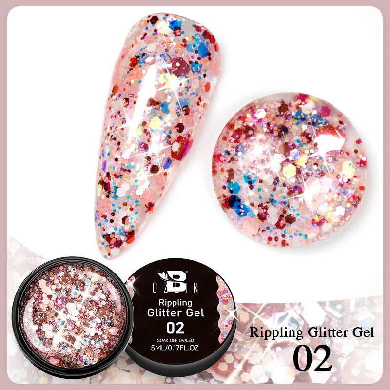 BOZLIN 5ml Sparkling Chameleon Mica Shell Gel Polish Colorful Sequins Manicure Semi Permanent Soak Off Nail Art Gel Varnish