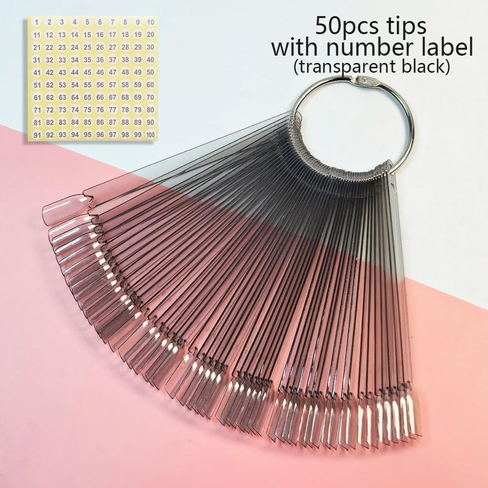 Nail Display Sticks Nail Swatch False Nail Tips Nail Gel Polish Practice Clear Natural Colors Display Board for Nail Art Tools
