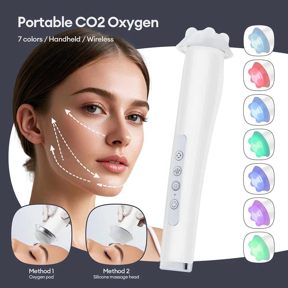 Portable CO2 Oxygen Bubble Pen High-frequency Vibration Facial Cleaning Balance Serum Input Hydration Rejuvenation Beauty SPA