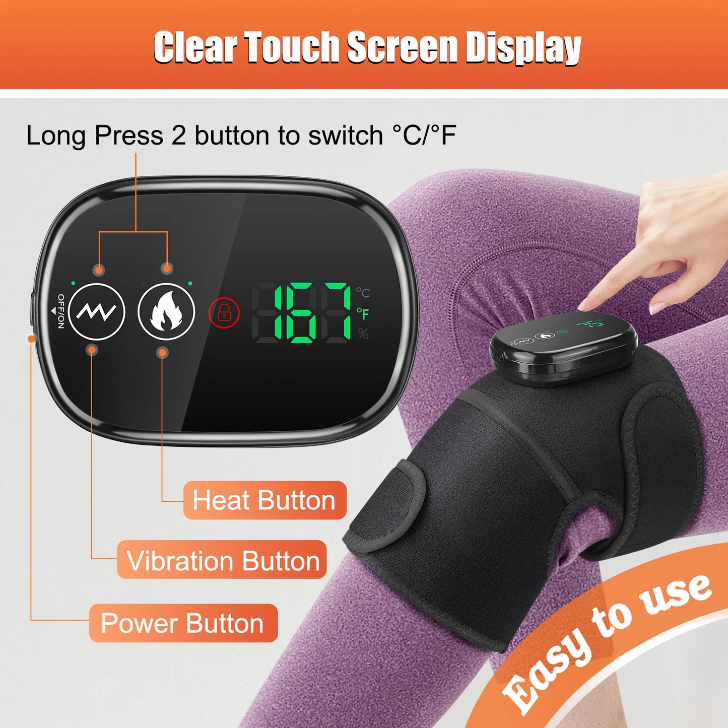Heating Vibration Elbow Shoulder Knee Massager and Knee Pad Red Light Hot Compress Vibration Massage Fatigue Pain Relieving