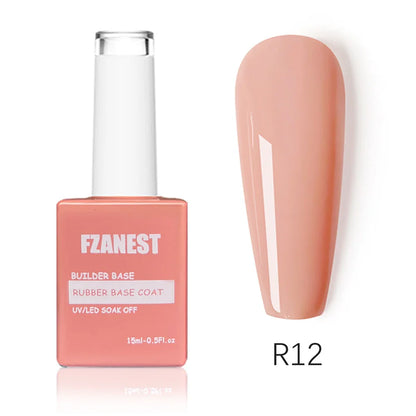 FZANEST 5 in 1 Multifunctional Rubber Base Gel Rubber Builder Base Nail Gel Nude Color Extension Nail Strengthen Gel Nails