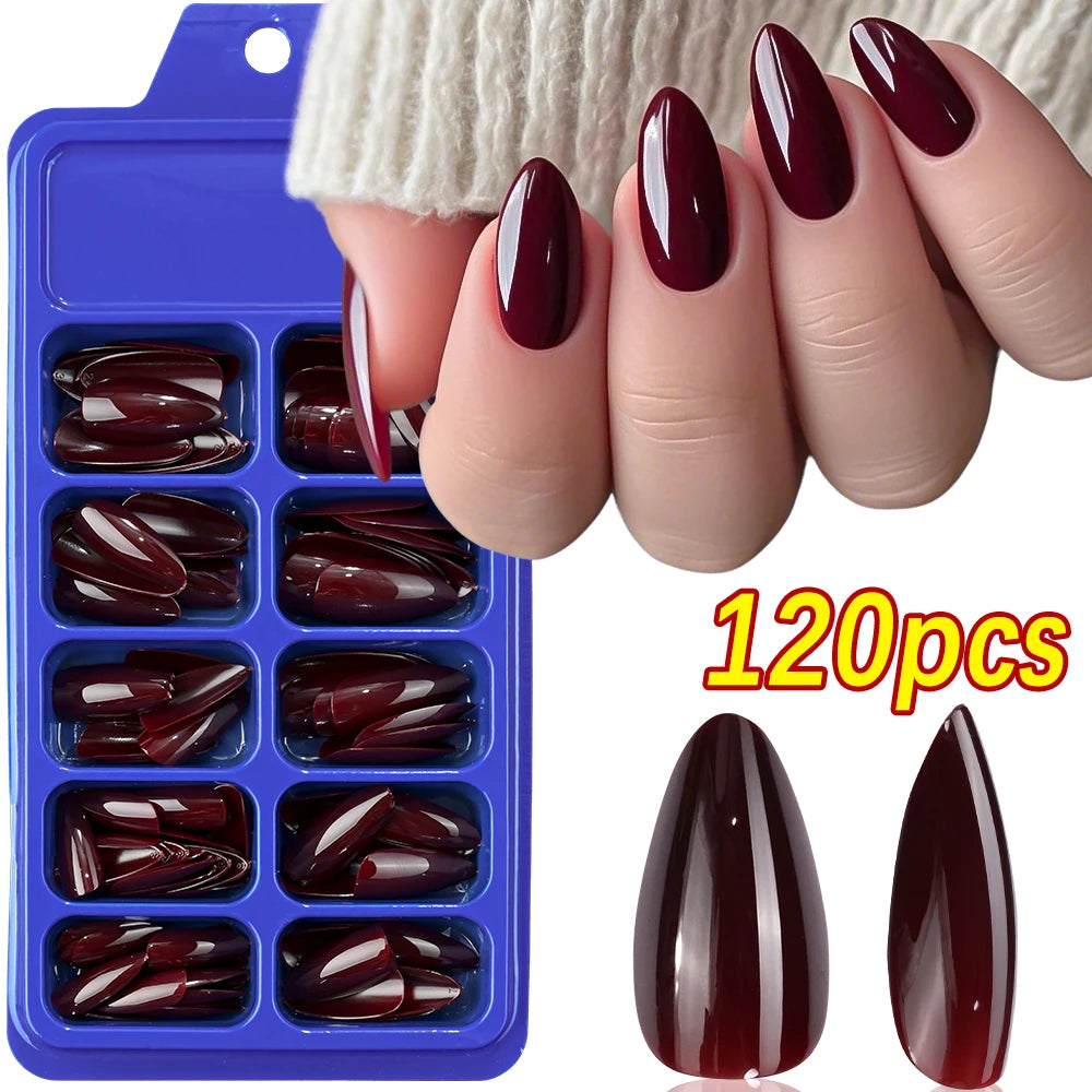 120Pcs Classic Glossy Black Fake Nails Full Cover Press On Nails Short Round Reusable False Fingertips DIY Women Manicure Tools